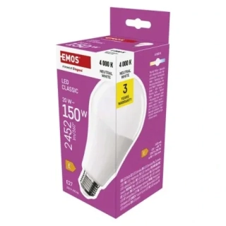 LED žárovka Classic A80 / E27 / 20 W (150 W) / 2452 lm / neutrální bílá EMOS ZQ5E83 1525733480