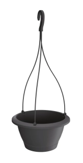 Květináč závěsný s miskou RESPANA W antracit 27 cm Prosperplast DREW270-S433