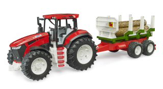 BRUDER 3453 ROADMAX Traktor s přívěsem na dřevo a 3 klády BR3453