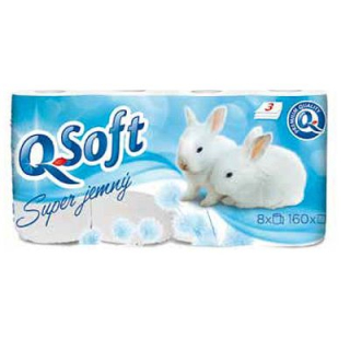 Papír toaletní Q-Soft 3vrstvý 8x160 utržků