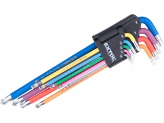L-klíče TORX prodloužené sada 9ks s kuličkou T10-50, S2 EXTOL PREMIUM 8819416