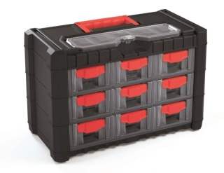 Plastový organizér závěsný MULTICASE CARGO 400x200x260 mm - barva: černá/červené úchyty Kisternberg KMC303-S411