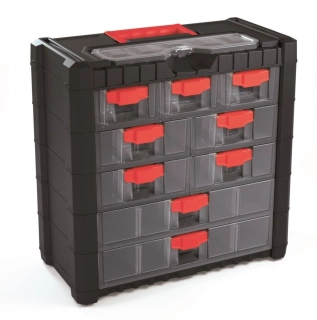 Plastový organizér závěsný MULTICASE CARGO 400x200x392 mm - barva: černá/ červené úchyty Kisternberg KMC501-S411