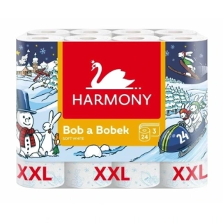 Papír toaletní Bob a Bobek Harmony 3vsrtvý 24 rolí