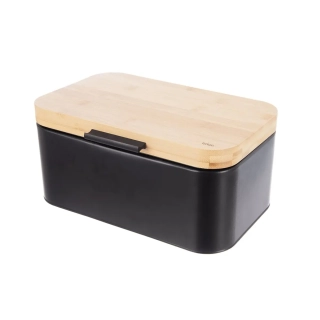 Chlebovka plech/bambus 30x19,5x14,5cm BLACK