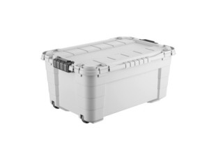 Úložný box 4UP s víkem a kolečky 40l krémovo-šedá