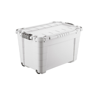Úložný box 4UP s víkem a kolečky 60l krémovo-šedá