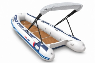 Honda HonWave T40 AE3 LG + motor Honda BF20 D3 SHU – EVA podlaha Light Brown / Black – šedočerná stříška bimini