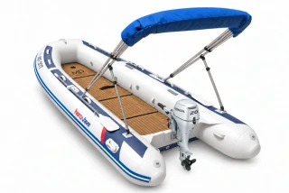 Honda HonWave T40 AE3 LG + motor Honda BF20 D3 SHU – EVA podlaha Light Brown / Black – modrá stříška bimini 2027