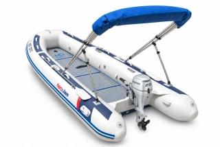 Honda HonWave T40 AE3 LG + motor Honda BF20 D3 SHU – EVA podlaha Storm Grey / Dark Blue – modrá stříška bimini 2027