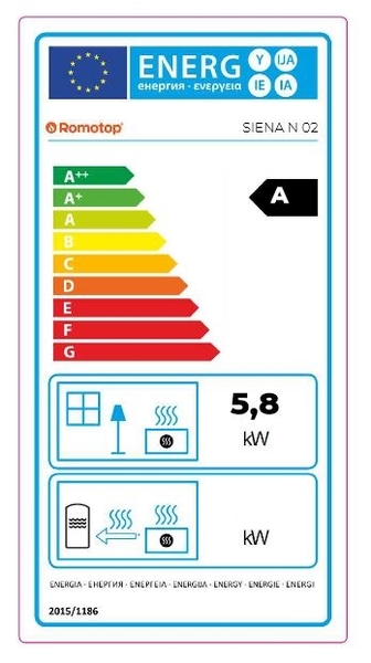 Romotop SIENA N02 - keramika hnědá glazura 67300 krbová kamna - energetický štítek